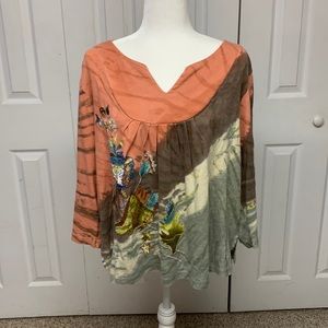 Tie dye embroidered Top